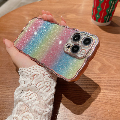 Θήκη τηλεφώνου Gradient Glitter Rainbow για iPhone 14 13 12 11 Pro Max XS Max XR 14Plus Πίσω κάλυμμα προφυλακτήρα από μαλακό στρας