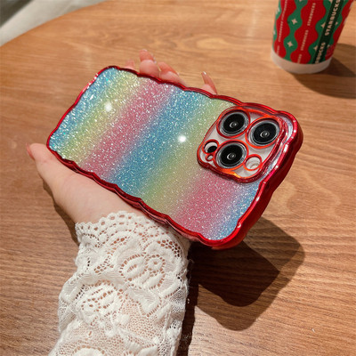 Θήκη τηλεφώνου Gradient Glitter Rainbow για iPhone 14 13 12 11 Pro Max XS Max XR 14Plus Πίσω κάλυμμα προφυλακτήρα από μαλακό στρας