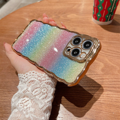 Θήκη τηλεφώνου Gradient Glitter Rainbow για iPhone 14 13 12 11 Pro Max XS Max XR 14Plus Πίσω κάλυμμα προφυλακτήρα από μαλακό στρας