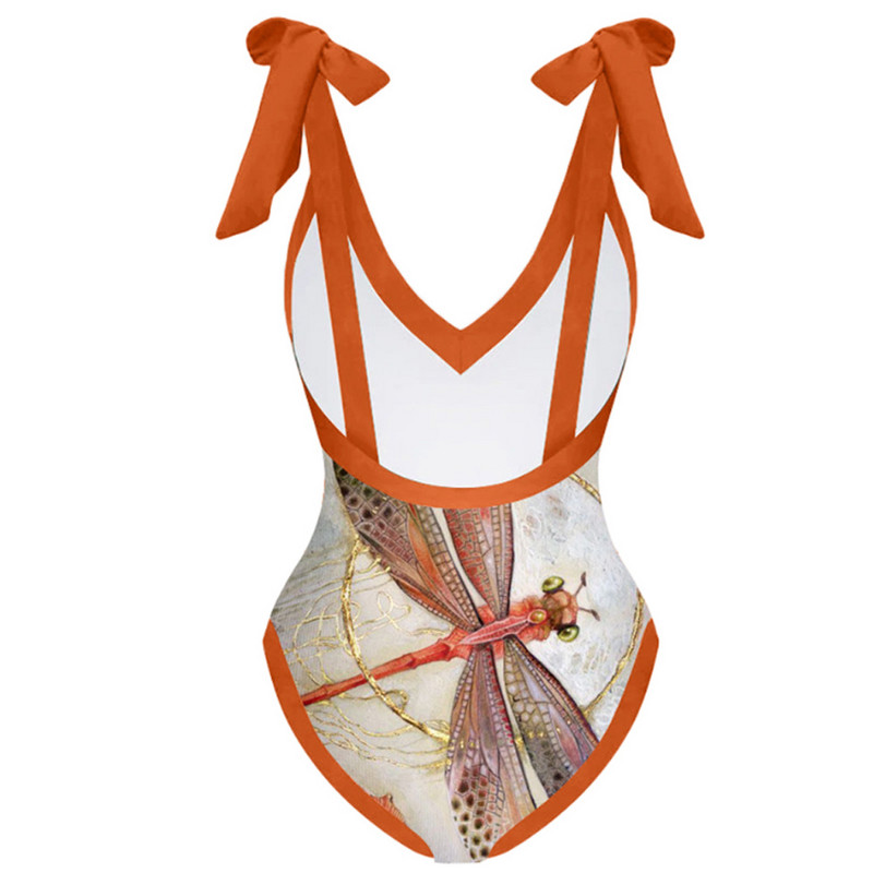 Ženski jednodijelni kupaći kostim i suknja Narančasti print Ženski retro kupaći kostimi Blagdanska haljina za plažu Dizajnerski kupaći kostim Ljeto Surf Wea