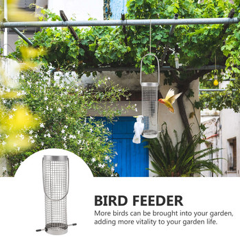 1Pc Bird Feeder Suspension Hook Τύπος Bird Feeder Ανοξείδωτος τροφοδότης πουλιών Εξωτερική κρεμαστή τροφοδοσία Κλουβί Εργαλείο τροφοδοσίας πουλιών Ασημί