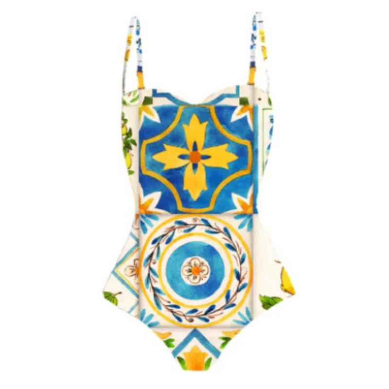 Ženski retro kupaći kostim Jednodijelni žuti pokrivač Blagdanska haljina za plažu Dizajnerski kupaći kostim Ljetna odjeća za surfanje