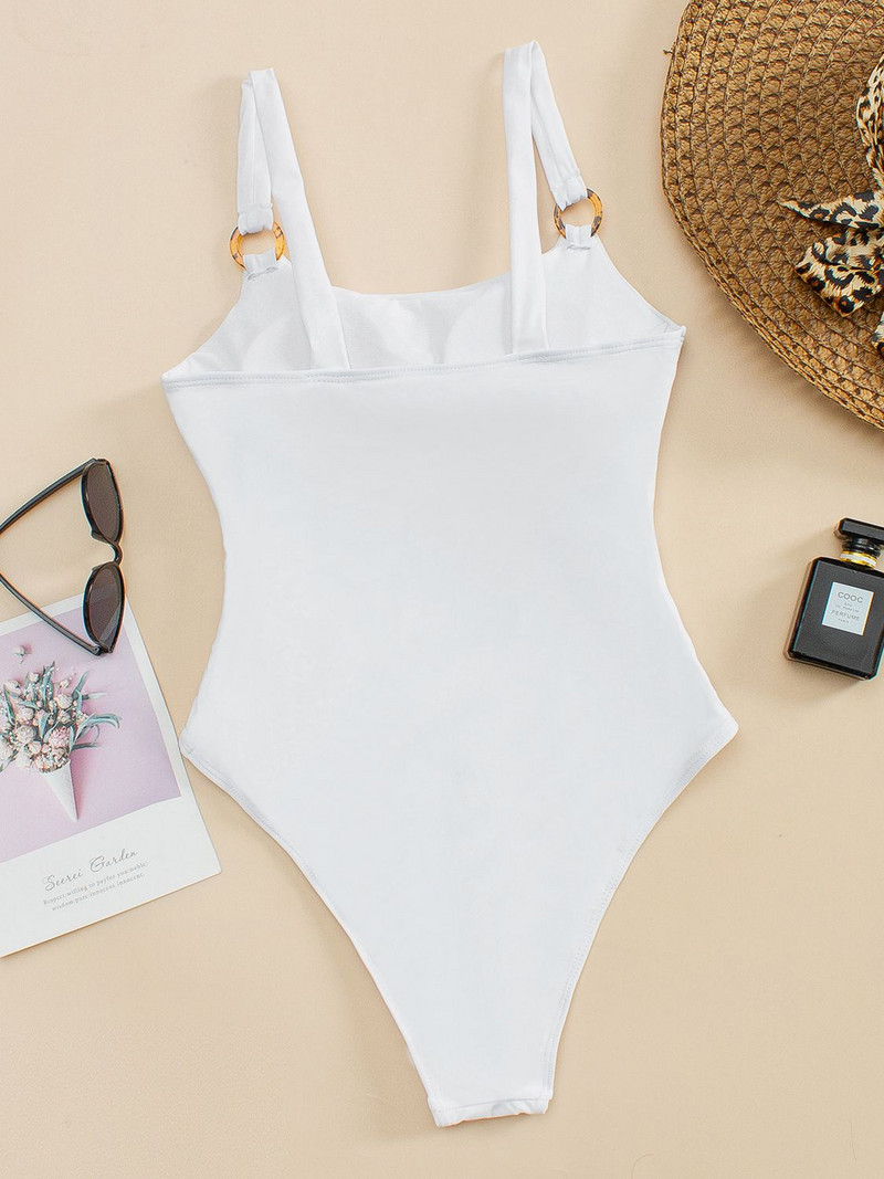 2022. Seksi kupaći kostim Ženski seksi kupaći kostimi s prstenom Ljeto Crno-bijeli kupaći kostimi Jednodijelni monokini ljeto izrezani kupaći kostimi