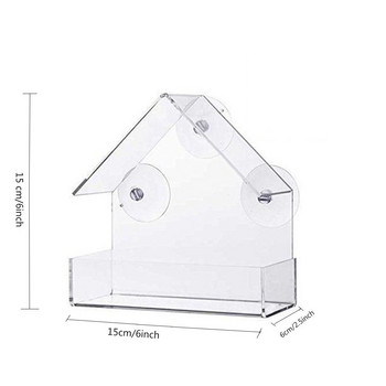 Bird Feeder Ακρυλικό Διαφανές Παράθυρο Bird Feeder Δίσκος Bird House Τροφοδότης κατοικίδιων ζώων Βεντούζα Εγκατάσταση House Type Feeder