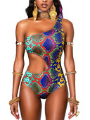 Jednodijelni kupaći kostim s afričkim printom Ženski izrezani bodi za plažu Monokini na jedno rame Maillot De Bain Femme Ljeto 2022.