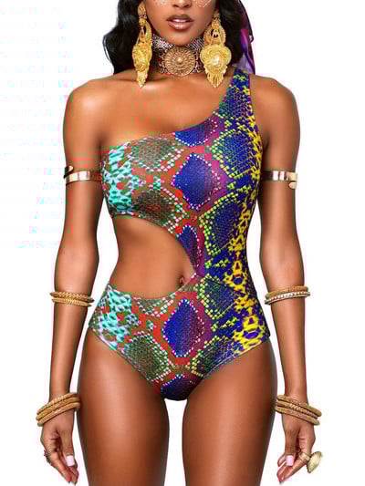 Jednodijelni kupaći kostim s afričkim printom Ženski izrezani bodi za plažu Monokini na jedno rame Maillot De Bain Femme Ljeto 2022.