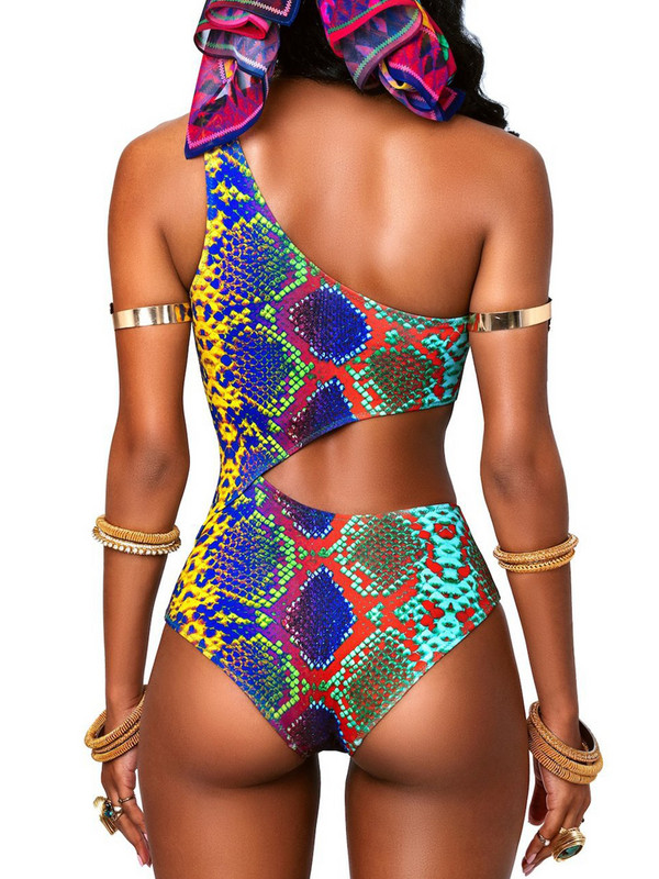 Jednodijelni kupaći kostim s afričkim printom Ženski izrezani bodi za plažu Monokini na jedno rame Maillot De Bain Femme Ljeto 2022.