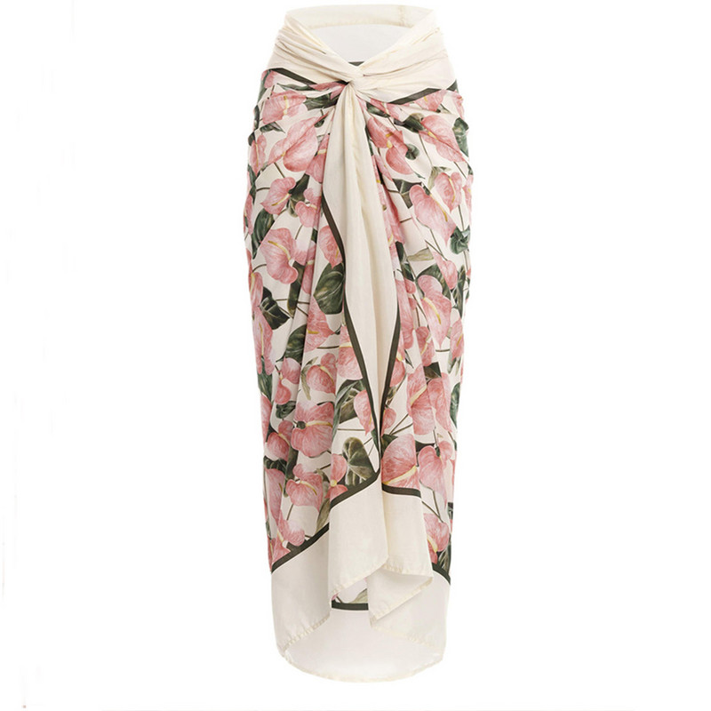 Ženska modna blagdanska haljina za plažu u boji, asimetrični kupaći kostimi Jednodijelni kupaći kostimi s otisnutim laticama i pokrivači