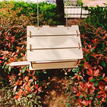 Υπαίθριος ξύλινος τροφοδότης πουλιών DIY Συναρμολόγηση τροφοδοσίας κατοικίδιων Κλουβί Διακόσμηση κήπου σπιτιού