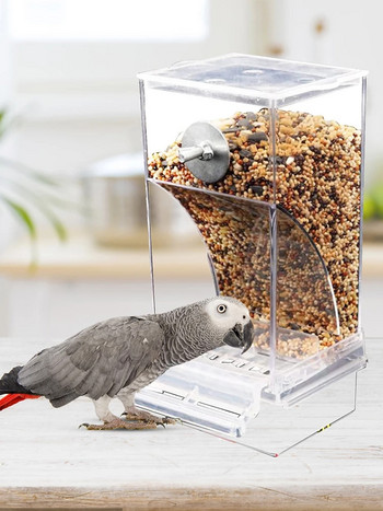 No Mess Bird Feeders Automatic Parrot Feeder Drinker Ακρυλικό δοχείο τροφής για σπόρους Αξεσουάρ κλουβιού για μικρούς και μεσαίους παπαγάλους