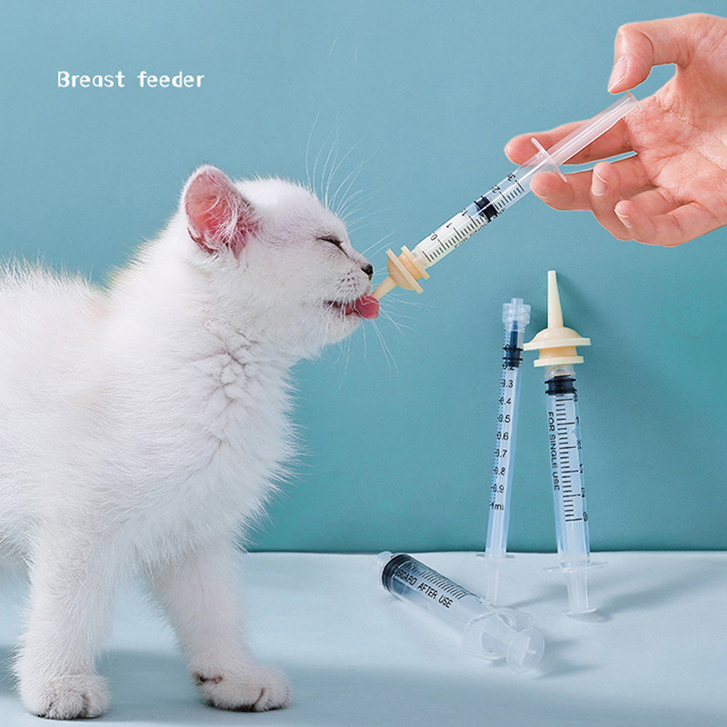 Naujagimio maitinimo spenelis šuniui katei Žiurkėnui šerti čiulptukas vaistui augintiniams šerti geriamasis švirkštas su silikoniniu speneliu