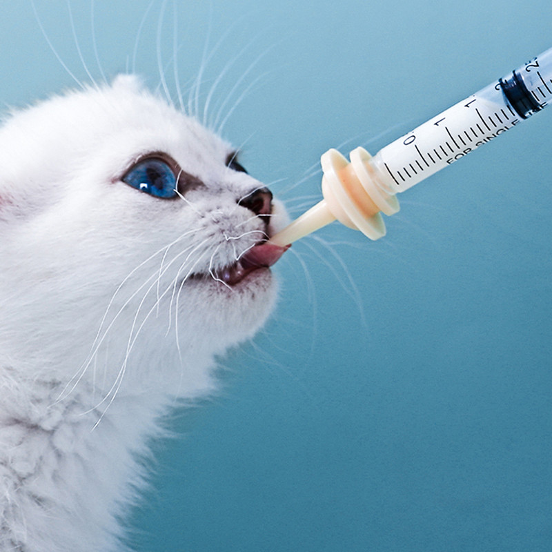 Naujagimio maitinimo spenelis šuniui katei Žiurkėnui šerti čiulptukas vaistui augintiniams šerti geriamasis švirkštas su silikoniniu speneliu