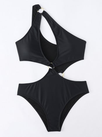 One Shoulder Sexy γυναικείο μαγιό One Piece Cut Out Thong Μαγιό Μαύρο λευκό κορμάκι Push Up Beach Wear Monokini 2023