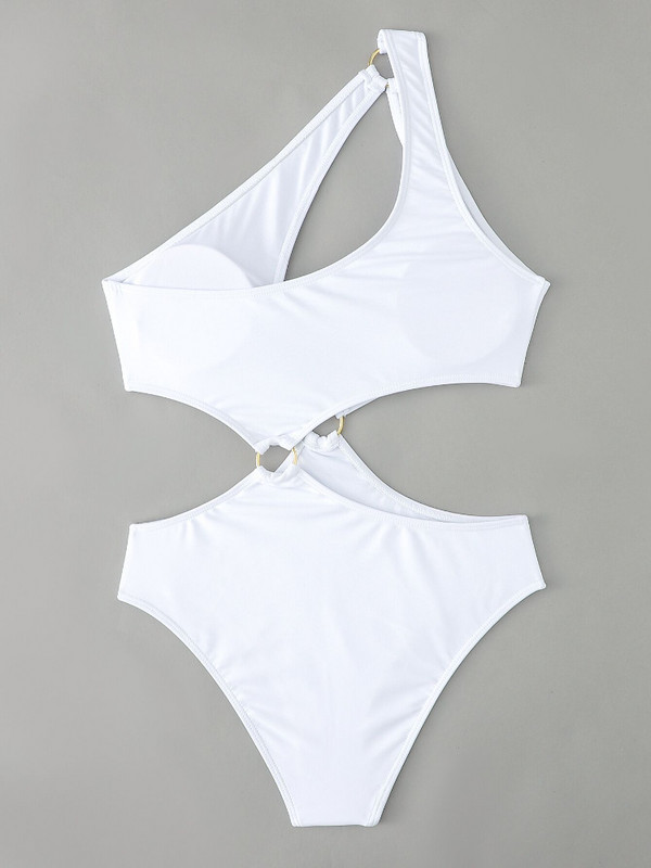 Seksi ženski kupaći kostim na jedno rame Jednodijelni izrezani kupaći kostimi s tangama Crno-bijeli bodi Push Up odjeća za plažu Monokini 2023.