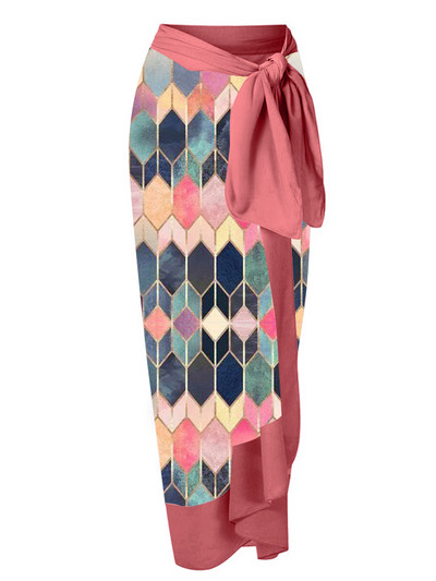 Ženski jednodijelni kupaći kostim sa suknjom, modni V-izrez s printom u boji, blagdanska haljina za plažu Dizajnerski kupaći kostim Ljeto