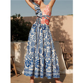 Jednodijelni kupaći kostim i haljina za plažu 2022., modni naborani bikini s printom kockica u boji, seksi kupaći kostim dubokog v na vezivanje, biquini bez leđa