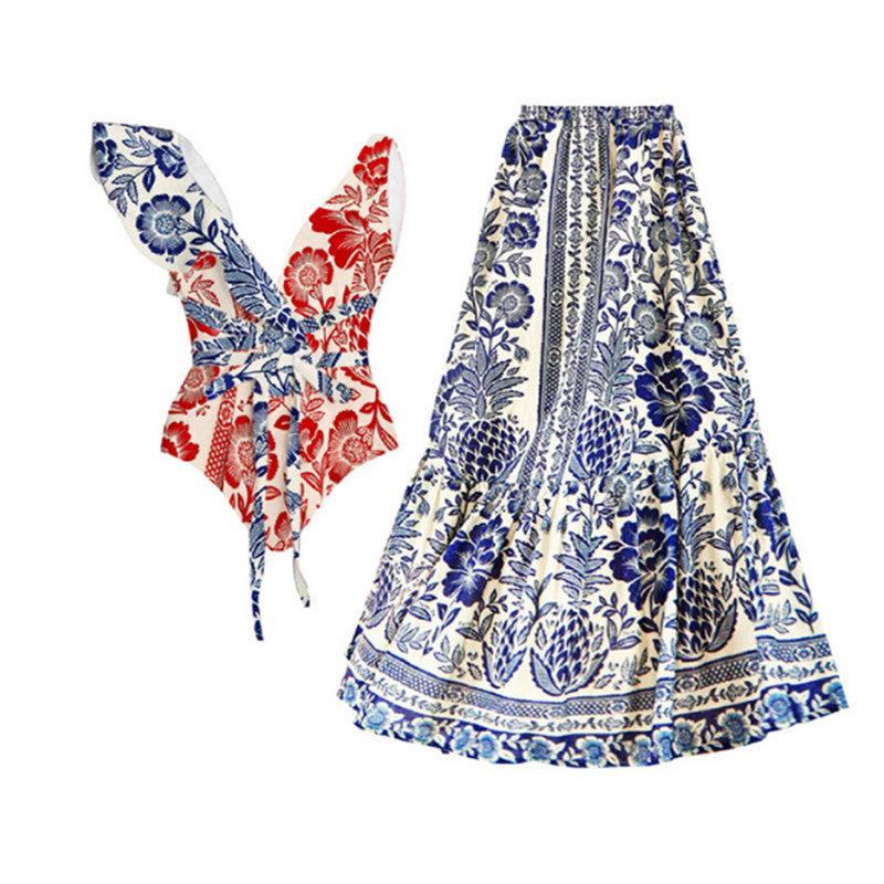 Jednodijelni kupaći kostim i haljina za plažu 2022., modni naborani bikini s printom kockica u boji, seksi kupaći kostim dubokog v na vezivanje, biquini bez leđa