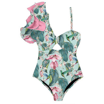 Fashion Print Bikini Ruffle Ολόσωμο μαγιό και ρούχα παραλίας Deep-v Holiday Beach φόρεμα καλοκαιρινό μαγιό εξώπλατο σέρφινγκ