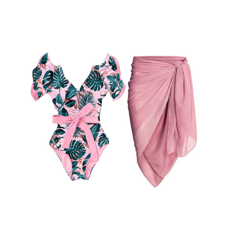 Fashion Print Bikini Fodor Egyrészes fürdőruha és strandruházat Deep-v Holiday Beach Dress Nyári fürdőruha Hát nélküli szörföltözet