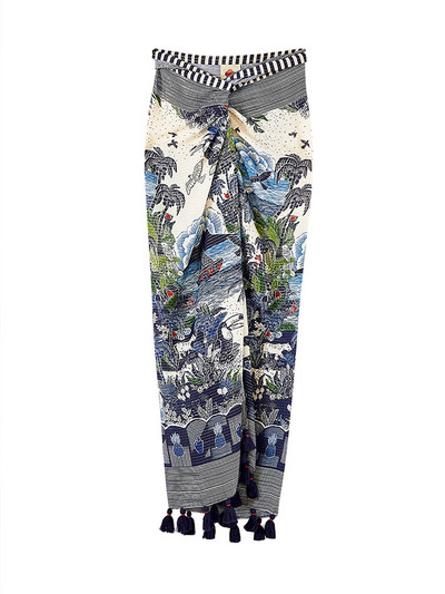 Plavi otisnuti bikini s naramenicama i šifonska bluza s resama Uski jednodijelni kupaći kostim za plažu s visokim strukom Bešavni ženski kupaći kostim