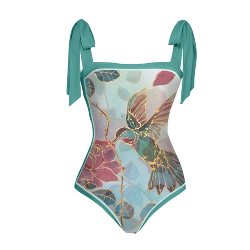 Costum de baie retro pentru femeie cu fustă Rochie de plajă de vacanță verde Costum de baie de designer Vintage Summer Surf Wear