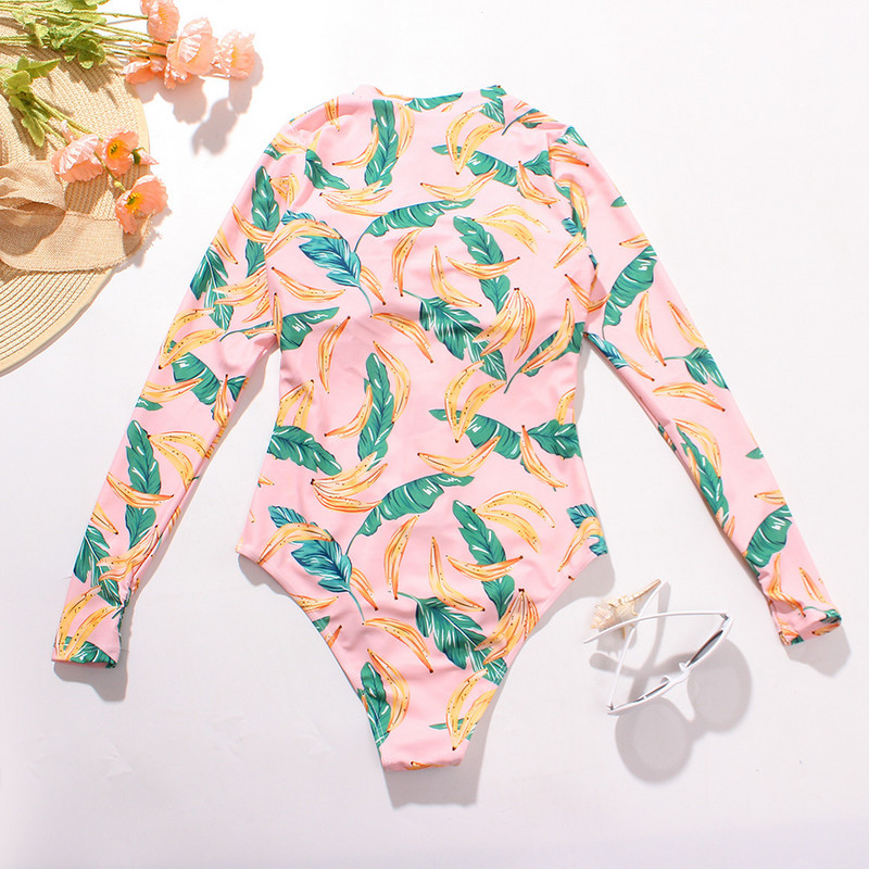 2022 Sportski kupaći kostim za surfanje s patentnim zatvaračem za žene Jednodijelni kupaći kostim s cvjetnim uzorkom Tropski ljetni bodi