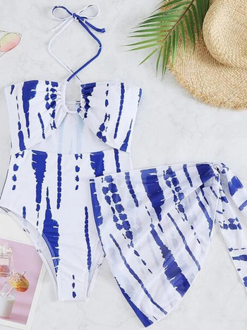 Sexy Tie Dye Gradient One Piece Γυναικείο μαγιό με κούφια διχτυωτό κάλυμμα φούστα μαγιό παραλίας Φορμάκι Monokini