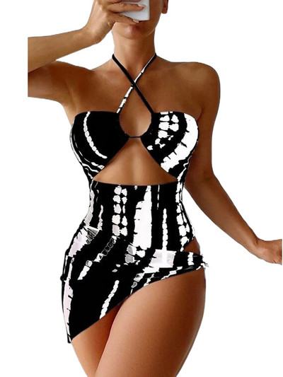 Seksi Tie Dye Gradient jednodijelni kupaći kostim Ženska izdubljena mrežasta suknja za pokrivanje Kupaći kostimi Kupaći kostim za plažu Bodi monokini