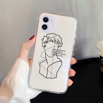 Abstract Line Face Phone Case για iPhone 14 Pro Max Case iPhone 11 12 13 Pro Max X 7 8 Plus XR XS Max Soft Silicone Back cover