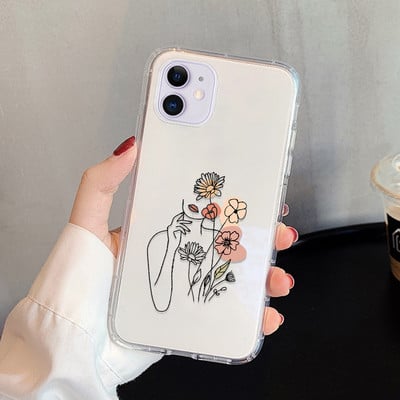 Abstract Line Face Phone Case για iPhone 14 Pro Max Case iPhone 11 12 13 Pro Max X 7 8 Plus XR XS Max Soft Silicone Back cover