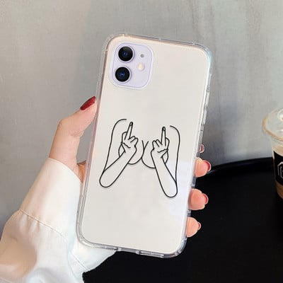 Abstract Line Face Phone Case για iPhone 14 Pro Max Case iPhone 11 12 13 Pro Max X 7 8 Plus XR XS Max Soft Silicone Back cover