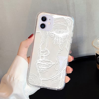 Abstract Line Face Phone Case για iPhone 14 Pro Max Case iPhone 11 12 13 Pro Max X 7 8 Plus XR XS Max Soft Silicone Back cover