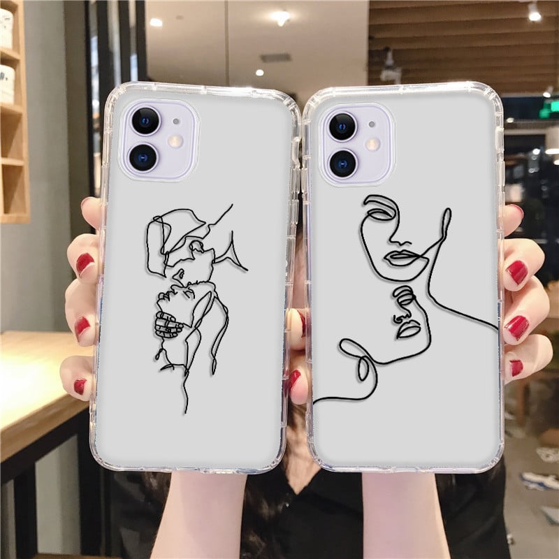 Abstract Line Face Phone Case για iPhone 14 Pro Max Case iPhone 11 12 13 Pro Max X 7 8 Plus XR XS Max Soft Silicone Back cover