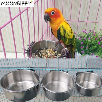 Από ανοξείδωτο χάλυβα Bird Feed Box Parrot Cups Bowls Δοχείο για τρόφιμα και πόσιμο νερό