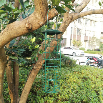 Υπαίθριος τροφοδότης πουλιών Σιδερένιο κρεμαστό άγκιστρο άγρια πτηνά Προμήθειες για διακοσμητική διακόσμηση κήπου Δημιουργικό μεταλλικό κλουβί τροφοδοσίας