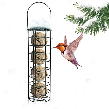 Υπαίθριος τροφοδότης πουλιών Σιδερένιο κρεμαστό άγκιστρο άγρια πτηνά Προμήθειες για διακοσμητική διακόσμηση κήπου Δημιουργικό μεταλλικό κλουβί τροφοδοσίας