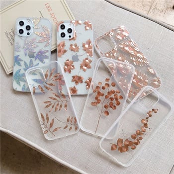 Θήκη τηλεφώνου LUPWAY Vintage Gold Foil για iPhone 13 11 Pro Max 7 8 Plus 12 Pro XS Max X XR XS Max SE Clear Leaf Fundas Πίσω κάλυμμα