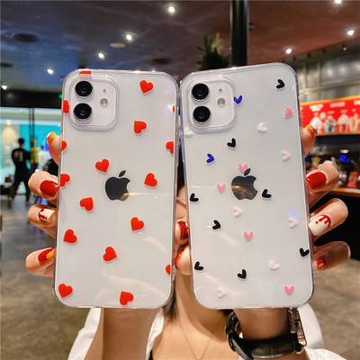 Калъф за телефон LUPWAY за iPhone 11 Pro Max 12 13 Mini 7 8Plus X XR XS Max Прозрачен сладък анимационен филм Love Heart Мек TPU мобилен капак