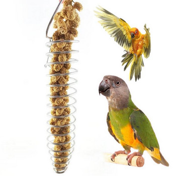 Ανοξείδωτος χάλυβας Parrot Bird Τροφή Καλάθι με φρούτα Παιχνίδια Συσκευή τροφοδοσίας Bird Cage Feeder Parrot Forager for Outdoor Garden Pet Product