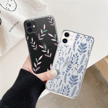 Калъф за телефон LUPWAY Cute Flowers Leaf за iPhone 13 12 11 Pro Max 12 Mini XS Max XR X 7 8 Plus SE 2020 Мек прозрачен TPU капак