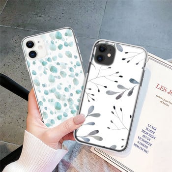 Калъф за телефон LUPWAY Cute Flowers Leaf за iPhone 13 12 11 Pro Max 12 Mini XS Max XR X 7 8 Plus SE 2020 Мек прозрачен TPU капак