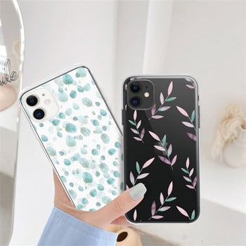 Калъф за телефон LUPWAY Cute Flowers Leaf за iPhone 13 12 11 Pro Max 12 Mini XS Max XR X 7 8 Plus SE 2020 Мек прозрачен TPU капак