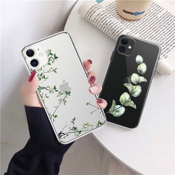 Калъф за телефон LUPWAY Cute Flowers Leaf за iPhone 13 12 11 Pro Max 12 Mini XS Max XR X 7 8 Plus SE 2020 Мек прозрачен TPU капак