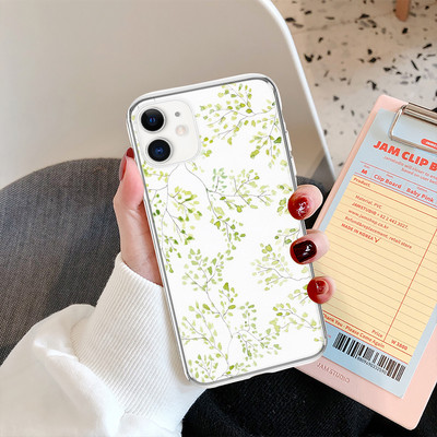 Калъф за телефон LUPWAY Cute Flowers Leaf за iPhone 13 12 11 Pro Max 12 Mini XS Max XR X 7 8 Plus SE 2020 Мек прозрачен TPU капак