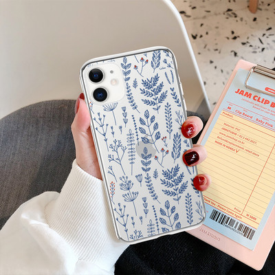 Калъф за телефон LUPWAY Cute Flowers Leaf за iPhone 13 12 11 Pro Max 12 Mini XS Max XR X 7 8 Plus SE 2020 Мек прозрачен TPU капак