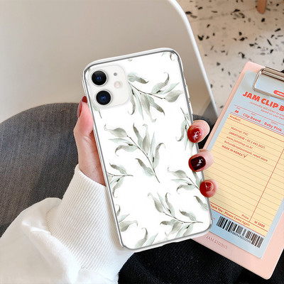 Калъф за телефон LUPWAY Cute Flowers Leaf за iPhone 13 12 11 Pro Max 12 Mini XS Max XR X 7 8 Plus SE 2020 Мек прозрачен TPU капак