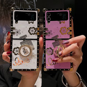 Калъф за държач за пръстени за Samsung Galaxy Z Flip 3 4 5G сгъваем капак Защитно фолио Jinsha Jade със скоба Стойка за Samsung Flip3