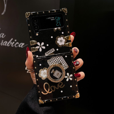 Калъф за държач за пръстени за Samsung Galaxy Z Flip 3 4 5G сгъваем капак Защитно фолио Jinsha Jade със скоба Стойка за Samsung Flip3