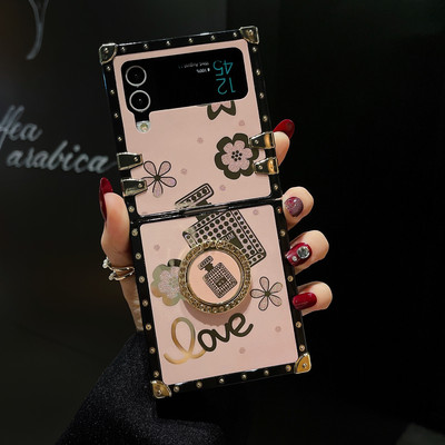 Калъф за държач за пръстени за Samsung Galaxy Z Flip 3 4 5G сгъваем капак Защитно фолио Jinsha Jade със скоба Стойка за Samsung Flip3