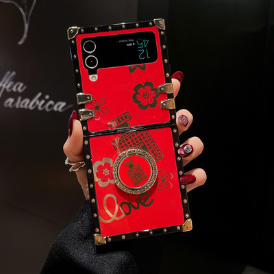 Калъф за държач за пръстени за Samsung Galaxy Z Flip 3 4 5G сгъваем капак Защитно фолио Jinsha Jade със скоба Стойка за Samsung Flip3